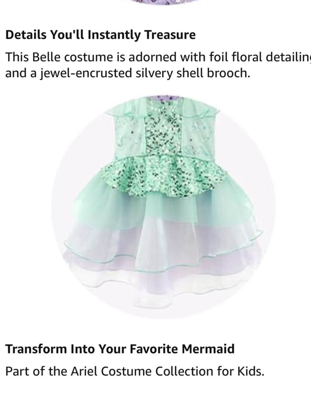 💜💚NWT DISNEY LITTLE PRINCESS LITTLE MERMAID COSTUME SIZE 5T - Picture 10 of 15